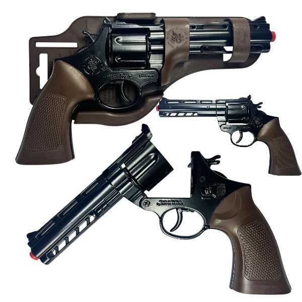 Metal Kapsül Mantar Mermili 25 Cm Revolver - Mantar Kapsüllü Sekiz Patlar Mantar Tabancası